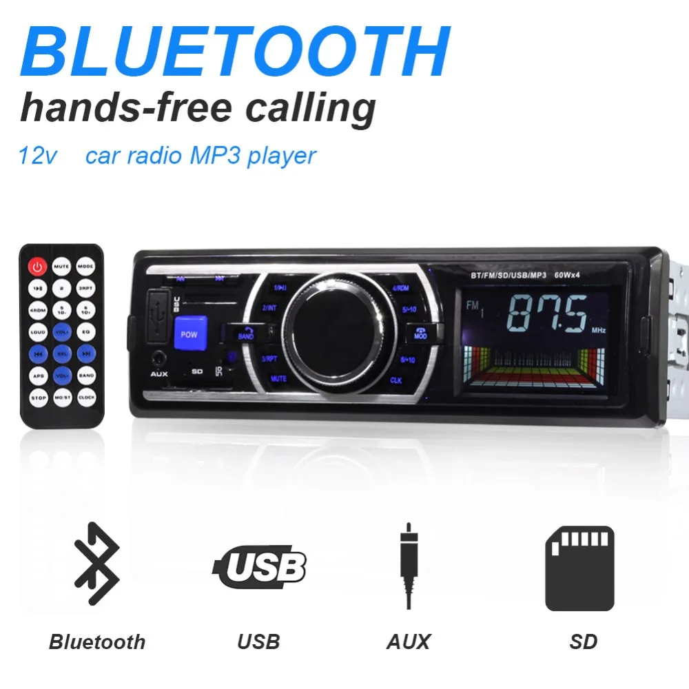 1 Din автомобильный Радио стерео плеер Bluetooth телефон AUX IN MP3 FM/USB пульт