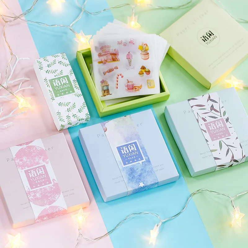 50 pcs/box Vintage Vapor wave flower Stars Sticker set Stationary Decorative Handbook Material Flakes Scrapbooking | Канцтовары для