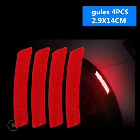 Red 4pcs 4 шт. Автомобильная наклейка светоотражающая лента Предупреждение Mark аксессуары снаружи для Audi A3 A4 A5 A6 A7 A8 B6 B7 B8 C5 C6 TT Q3 Q5 Q7 S3 S4 - Название цвета: Red 4pcs