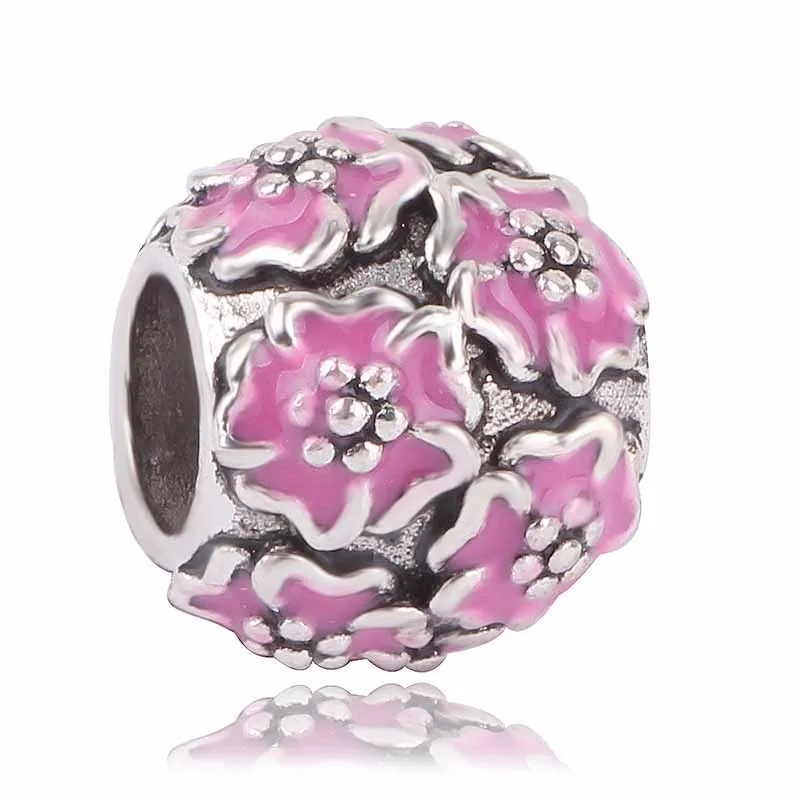 AIFEILI Fit Pandora Серебро 925 Микки браслет розовый шарик ожерелье оригинальная Подвеска подарок цвет Мода синий для женщин G