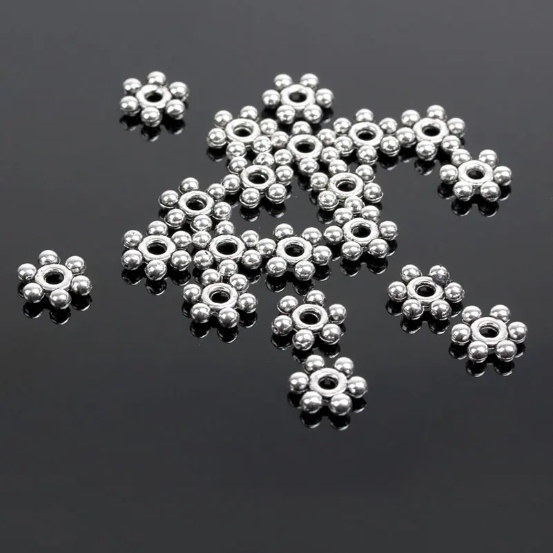 

800pcs Silver Plated Snowflake Spacer Bead Metal Beads 8mm Diy Jewelry Accessories D0241