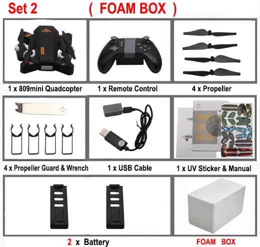 Set2 VISUO XS809MINI селфи Дрон с широким углом 2MP HD камера RC Дрон Профессиональный вертолет WiFi FPV RC Квадрокоптер VS XS809HW - Цвет: Set2