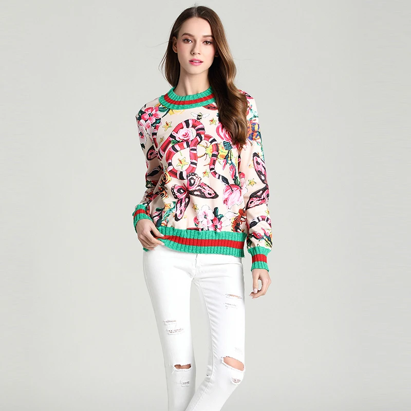 Женский трикотажный свитер с V-образным вырезом и длинным рукавом | Женская