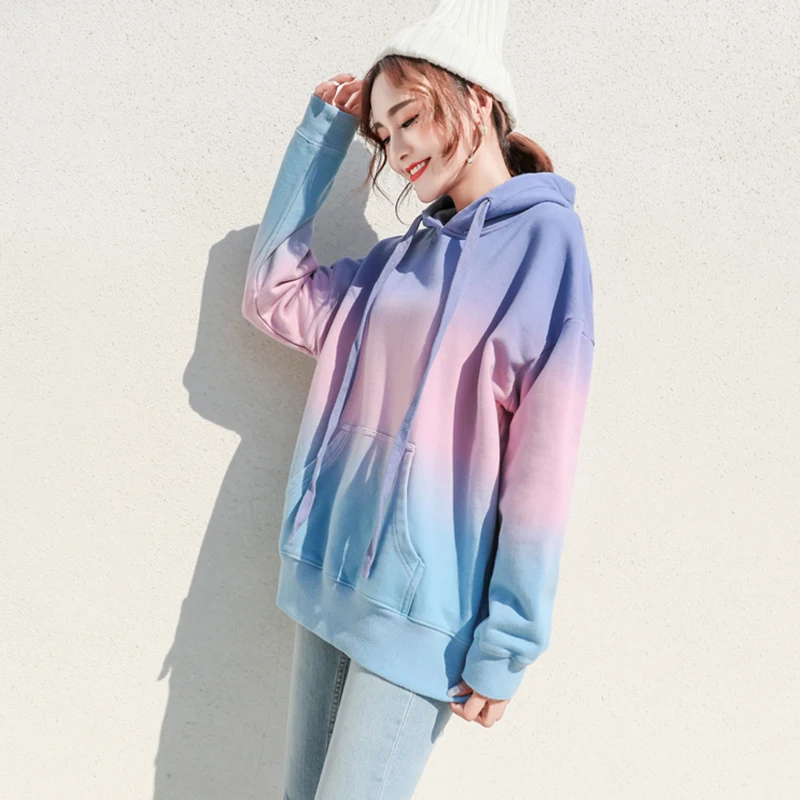 

Autumn Winter Harajuku Gradient Hit Color Women Hoodies Sweatshirts Streetwear Long Sleeve Loose Pullover Female Sweatshirt