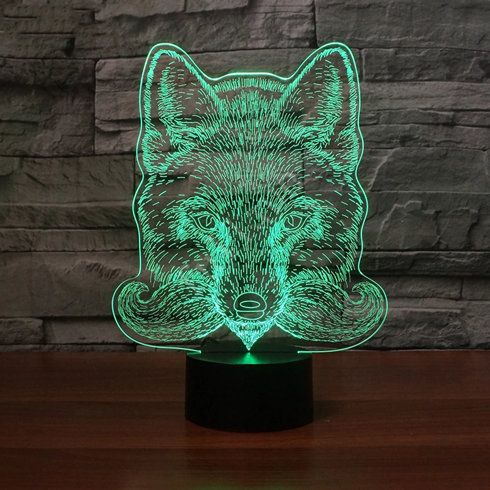 Новинка иллюзионная 3D лампа в виде головы волка светодиодсветодиодный подсветка