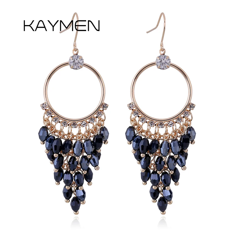 KIMAN Новое Прибытие Уникальные Позолоченные Серьги С Хрустальные Бусины Для