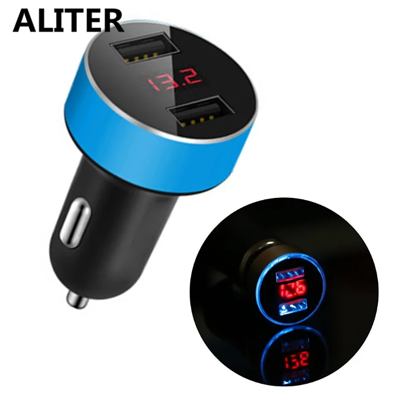 Автомобильное зарядное устройство ALITER для телефона с двумя USB-портами и красным