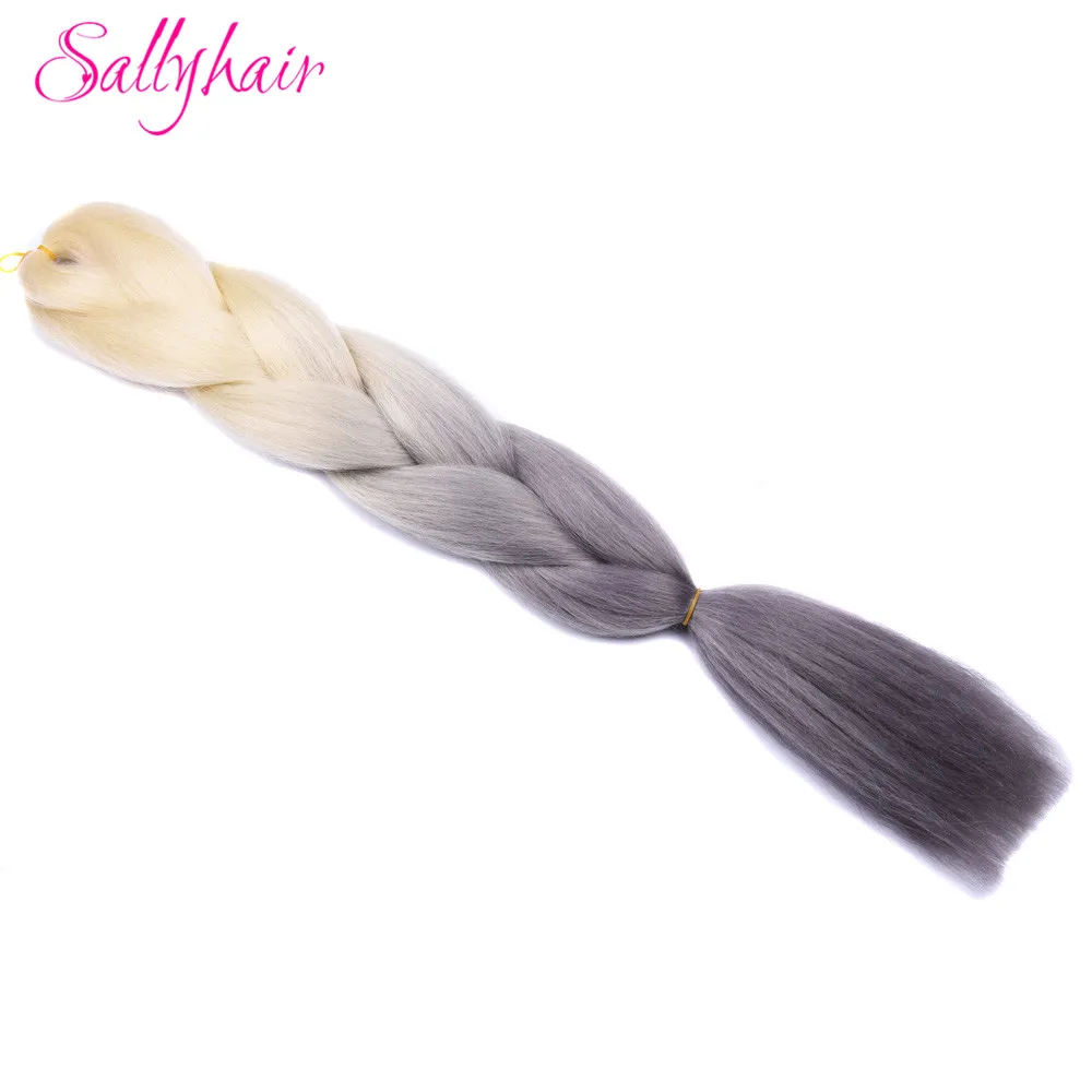 Естественный цвет Sallyhair Омбре плетение волос для наращивания 2 тона цвет 1 упаковка 24 дюйма Высокая температура Большие синтетические косы объемные волосы черный - Цвет: Естественный цвет