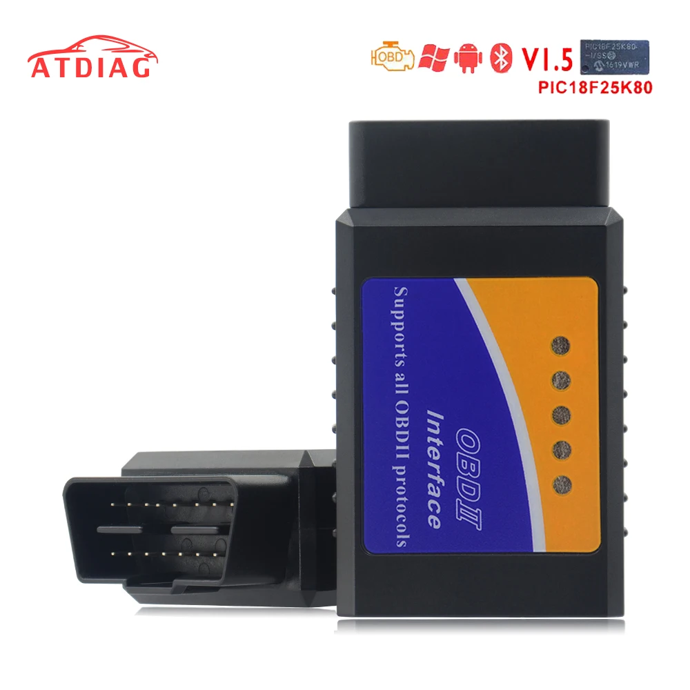 Elm327 Bluetooth OBD2 V1.5 Elm 327 V 1 5 OBD 2 Автомобильный диагностический инструмент сканер OBDII