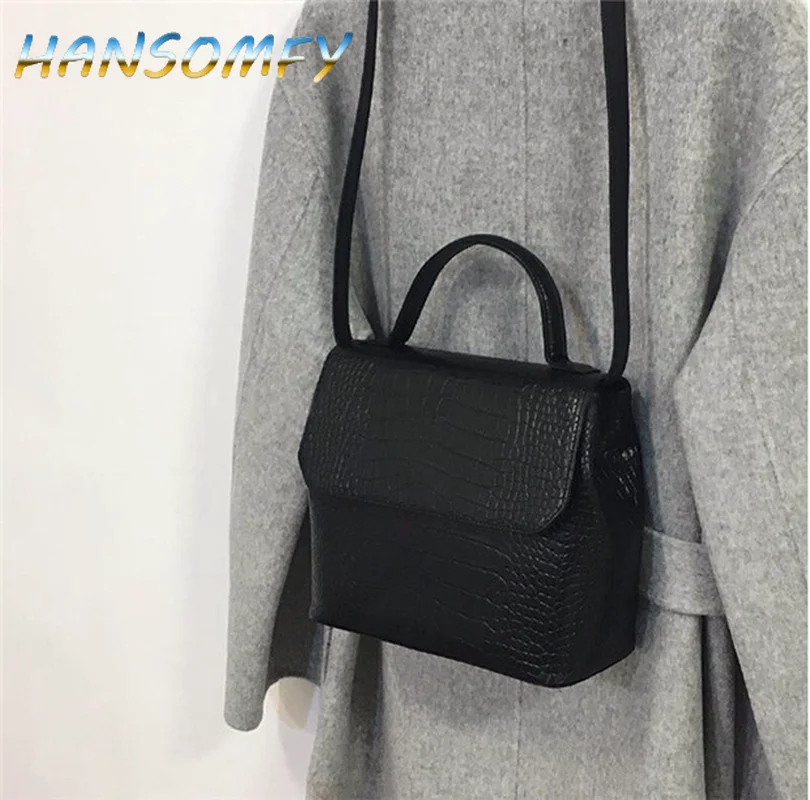 Женская сумка-тоут HANSOMFY однотонная мини-сумка из кожи аллигатора вечерняя сумка