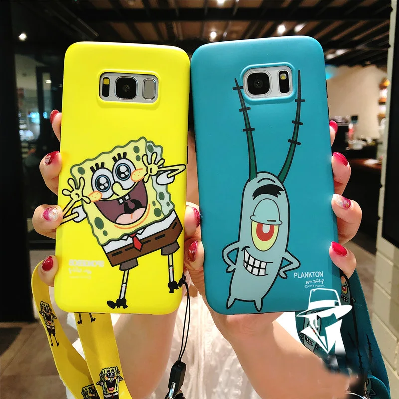 Sam S10 SpongeBob Case Cute Mr.Krabs back phone cover for Samsung Galaxy S10lite plus S9 S8 Note8 note9 Patrick Starcover+strap |