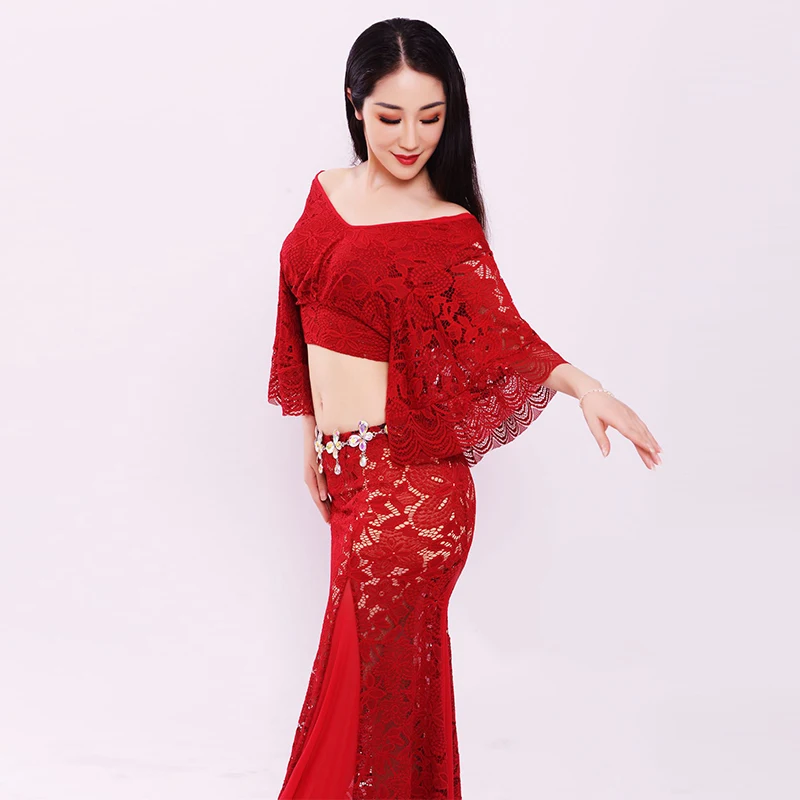 Женский костюм для восточных танцев с топом рукавами летучая мышь и юбкой