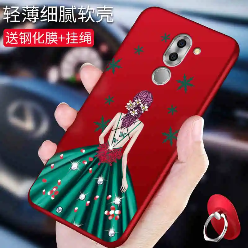 bling rose wedding dress goddess with rope and stand holder soft silicon case For Huawei Honor 6X / 6A Play |