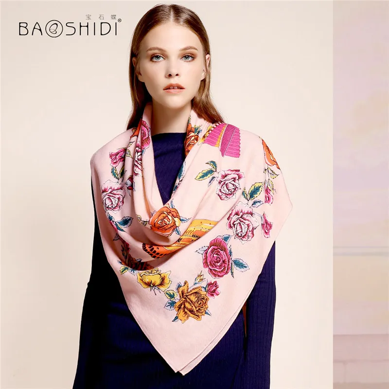 [BAOSHIDI] 100% шерсть роскошный брендовый зимний шарф элегантные женские шарфы шаль