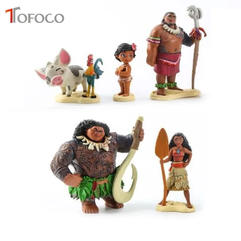 TOFOCO 5 шт./компл. принцесса Моана фигурка Мауи Heihei Waialik главный Tui кукла модель