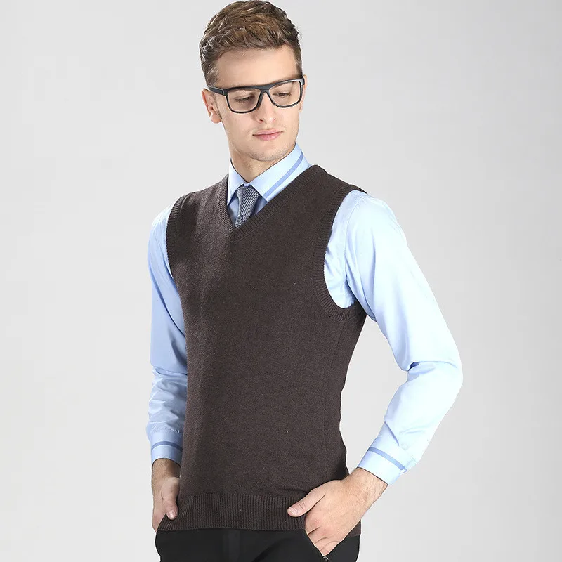 Бизнес Повседневное трикотажные жилет мужской осень 2017 г. Новинка зимы V воротник