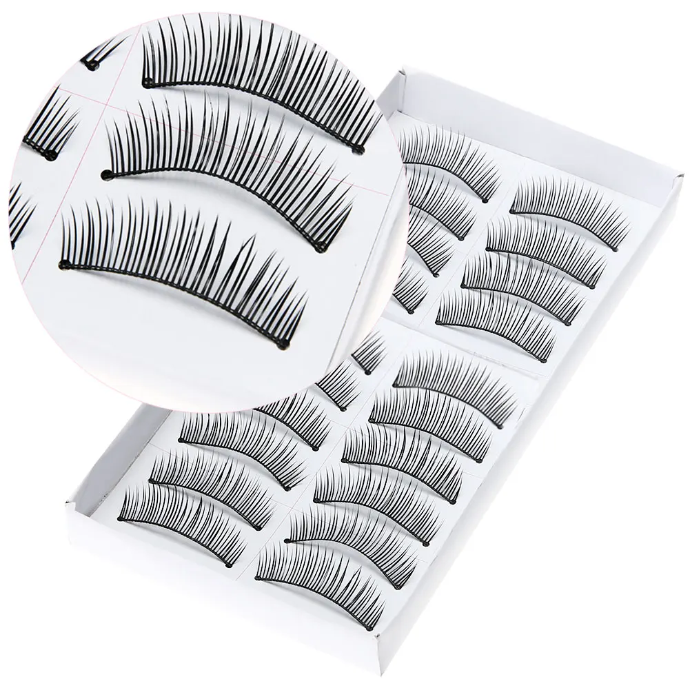 

10 Pairs/lot Handmade Natural Long False Eyelashes Makeup Fake Black Eye Lashes Voluminous Extension Makeup Styling Tools