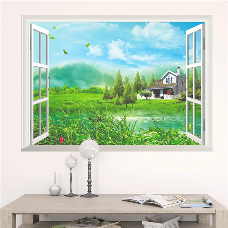 Креативные наклейки на стену в сельском деревенском стиле для окна гостиной