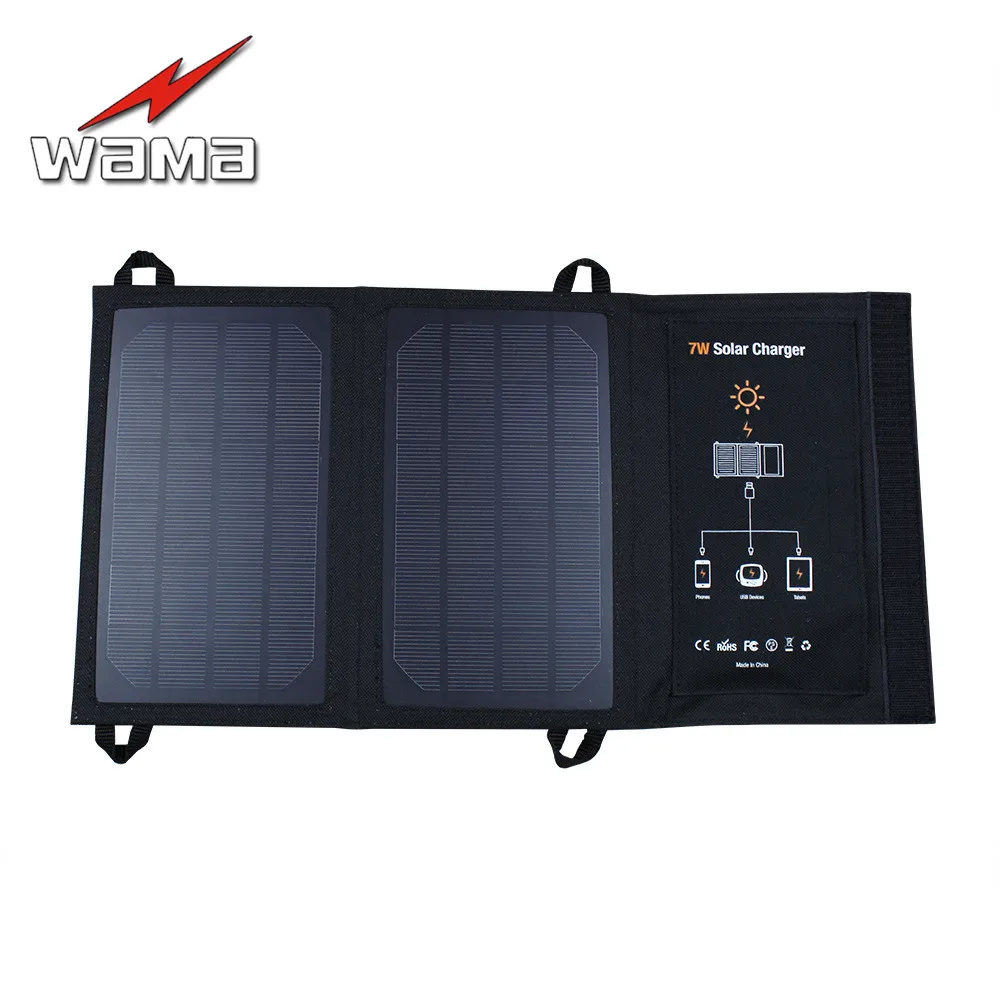 

1x Wama 7W Solar Panels Charger for Mobile Phones 18650 Batteries Power Bank USB Outdoors Waterproof Foldable Camouflage