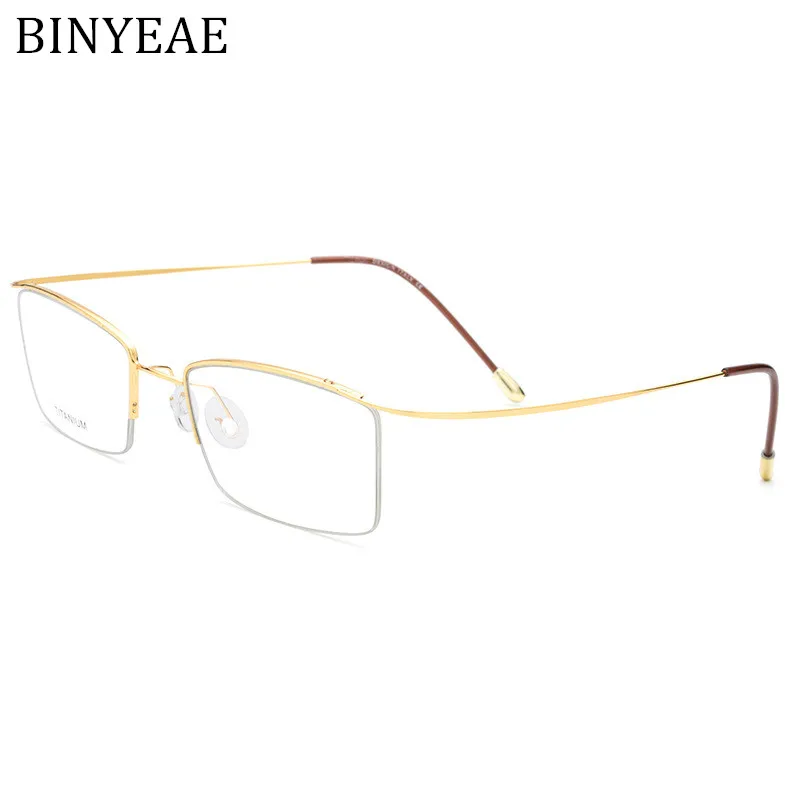BINYEAE Pure titanium мода джентльмен мужские очки кадр золотистый и черный серый