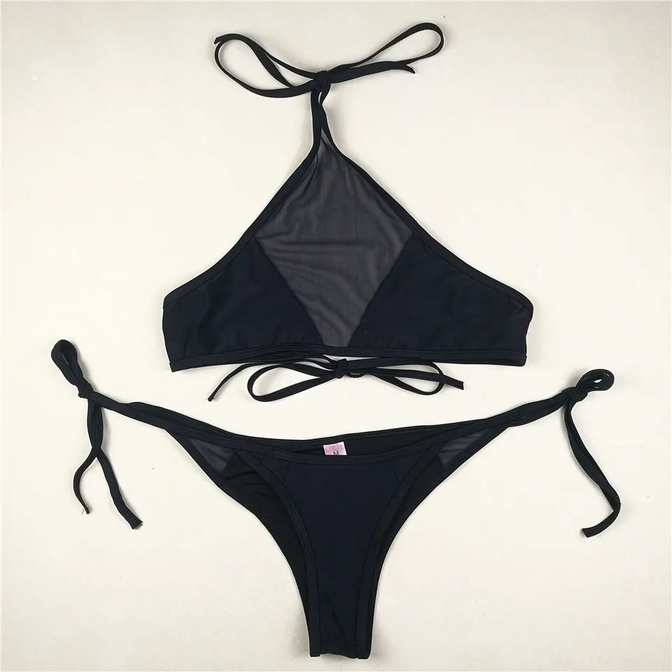 BADPAK Sexy Mesh Bikini Transparent Female Swimsuit Maillot De Bain Bathing Suit Swimming for Women Two Piece Swimwear 2018 |