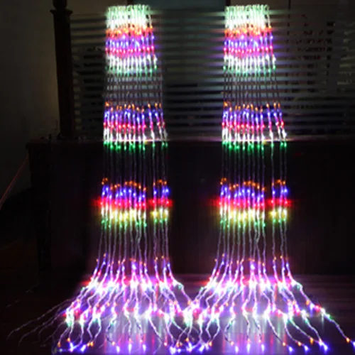 Multicolor 3 м х 3 м 320 светодиодные лампы, светодиодный дождевой свет, Рождественский водопад, занавески, наружные гирлянды, украшения для свадьбы, праздника - Испускаемый цвет: Multicolor