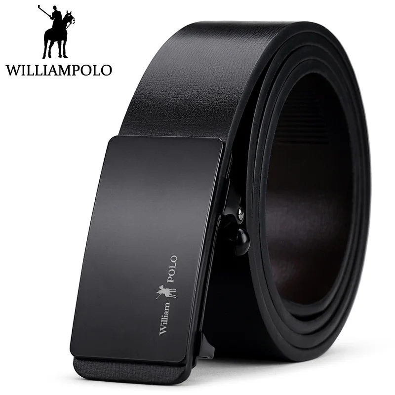 Пояс для мужчин WilliamPolo из натуральной кожи, автоматический, бизнес-стиль, ремни для мужчин, линия поясов из бычьей кожи, роскошный дизайн PL068-70P.