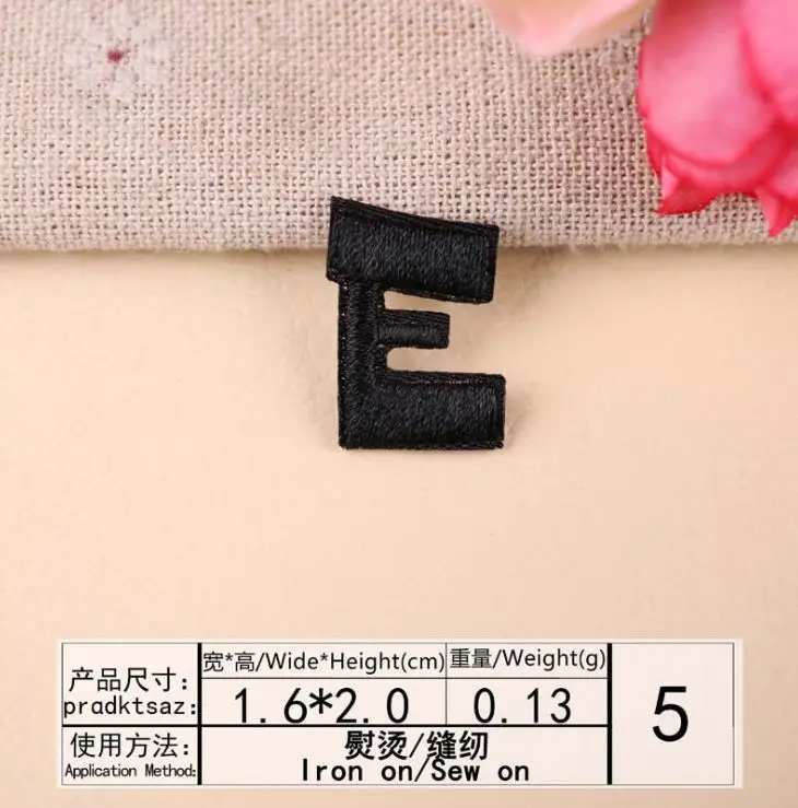 10 pcs of E 10 шт. Черный Цвет алфавит вышитые термонаклейки модный образец аппликации шляпа-сумка для обуви Дети Имя декор вышивка аксессуар - Цвет: 10 pcs of E