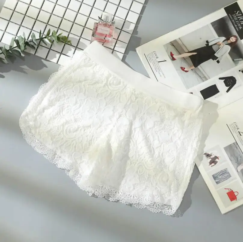 302 Lace White YRRETY модные кружевные шорты с высокой талией женские летние шорты плюс размер сексуальные цветочные кружева короткие шорты черные летние шорты для фитнеса - Цвет: 302 Lace White
