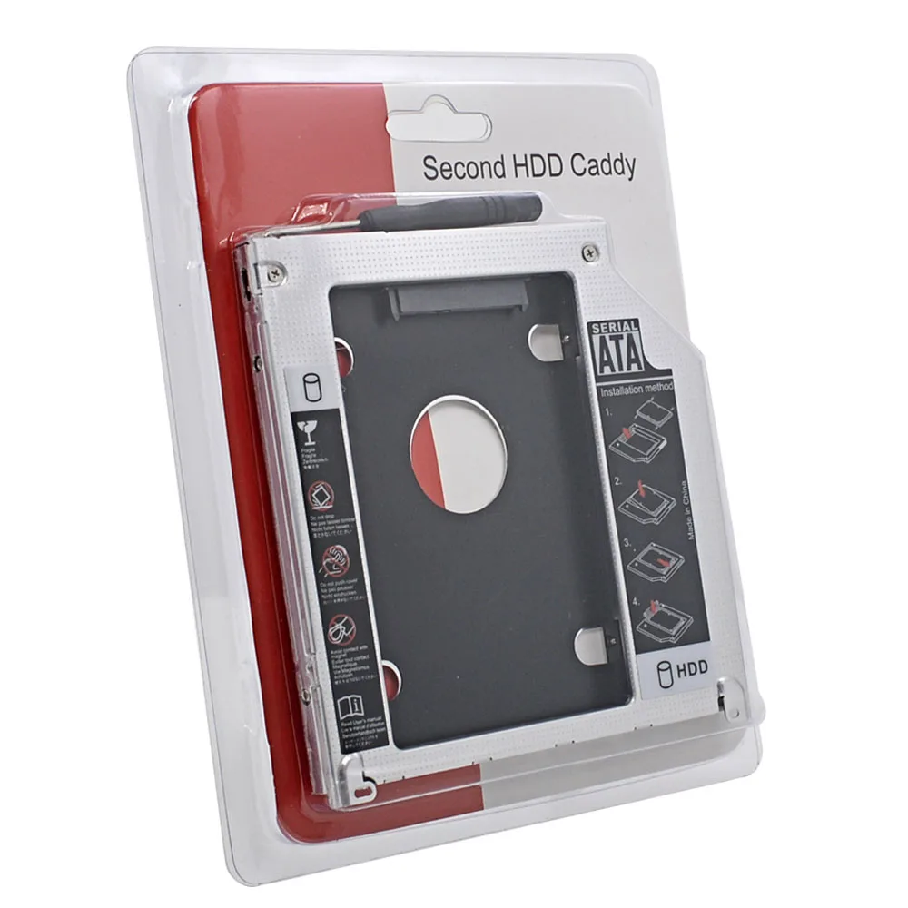 Розничная упаковка алюминиевый переходник SATA для второго жесткого диска 9 5 мм