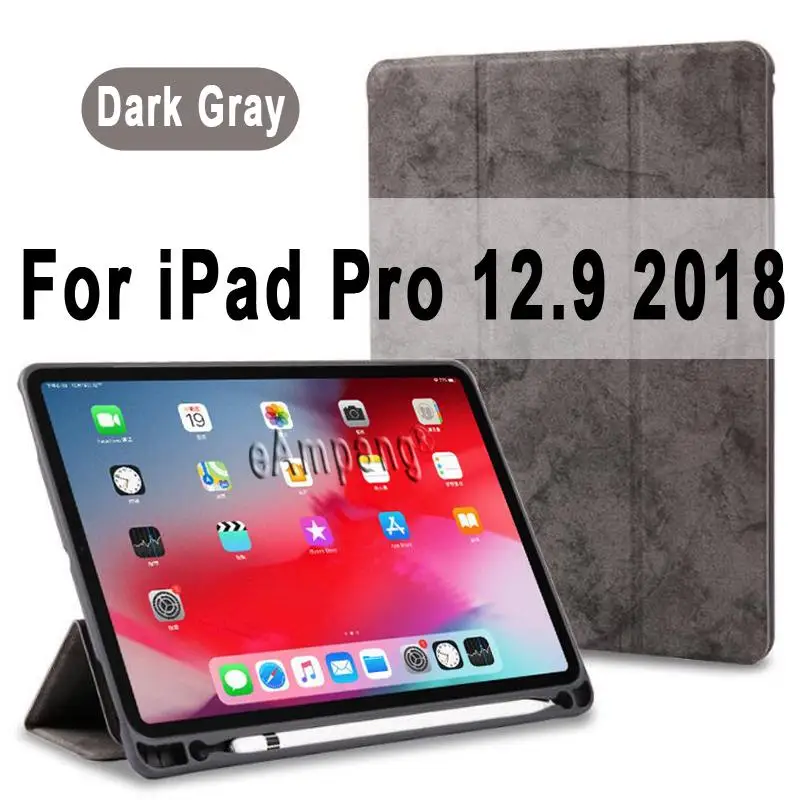 Gray for 12.9 2018 Чехол для Apple iPad Pro 12,9 12," Чехол Премиум кожа крокодиловый узор Смарт бодрствующий сон Funda+ карандаш держатель - Цвет: Gray for 12.9 2018