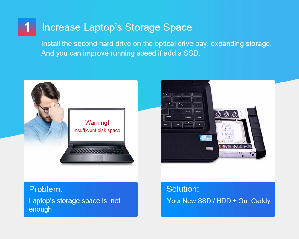 CHIPAL алюминиевый Foxconn чип Optibay 2nd HDD Caddy 12,7 мм PATA IDE to SATA для ноутбука ODD DVD-ROM для 2," SSD чехол Корпус