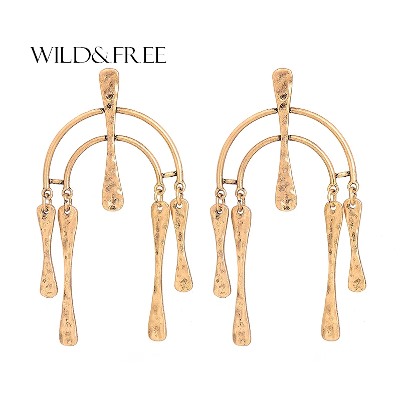 Wild&ampFree 2017 New Vintage Zinc Alloy Chandlier Drop Earrings For Women Ethnic Antique Gold Statement Jewelry | Украшения и