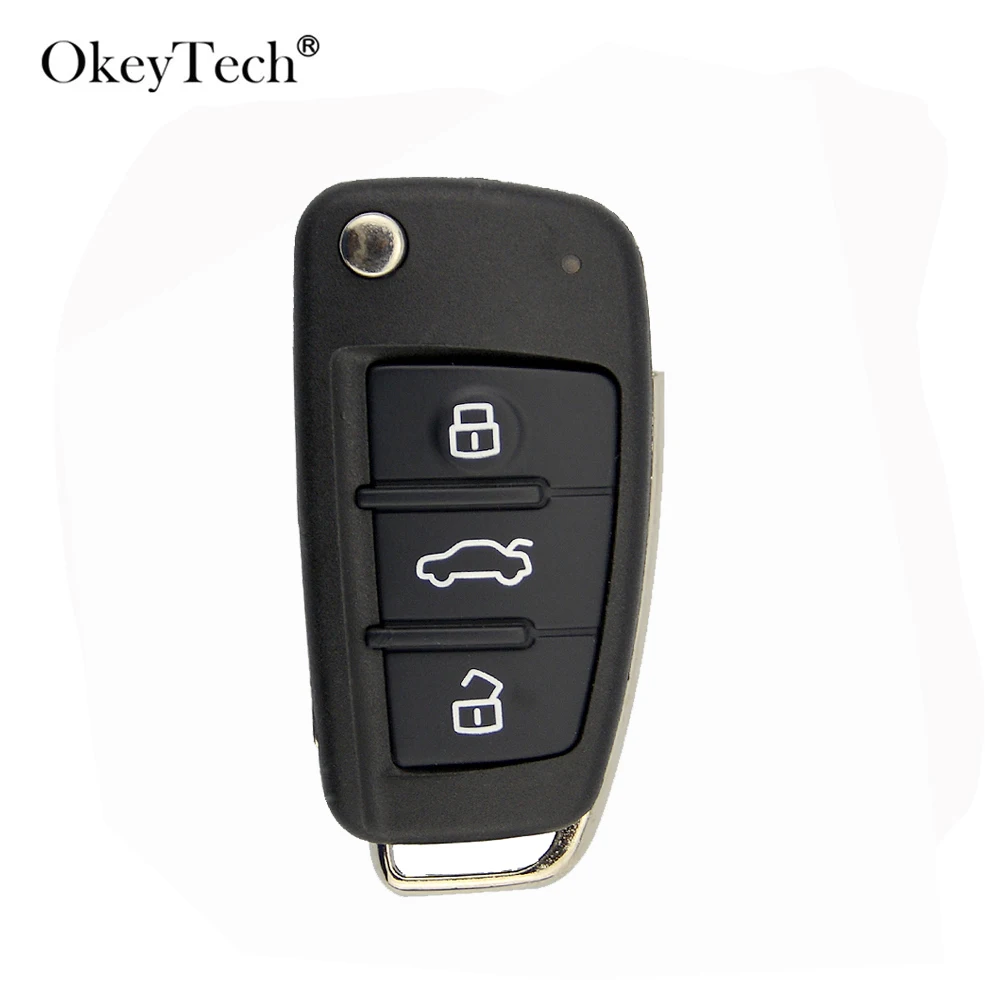 OkeyTech 3 кнопки дистанционного управления замена ключа автомобиля оболочка для Audi A2 A3 A4 A6 A6L A8 Q7 TT откидной складной ключ чехол нерезанное лезвие