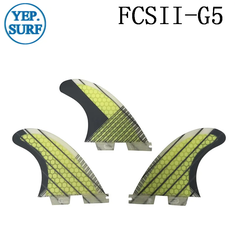 Плавник для серфинга FCS II G5, желтый стекловолокно соты из углеродного волокна FCS 2 SUP доска хорошее качество FCS2 плавники