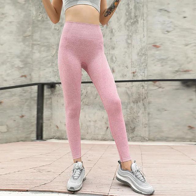 Pink Женские леггинсы с высокой талией, спортивные женские штаны для фитнеса, женские леггинсы для спортзала, штаны для бега, спортивные штаны - Цвет: Pink