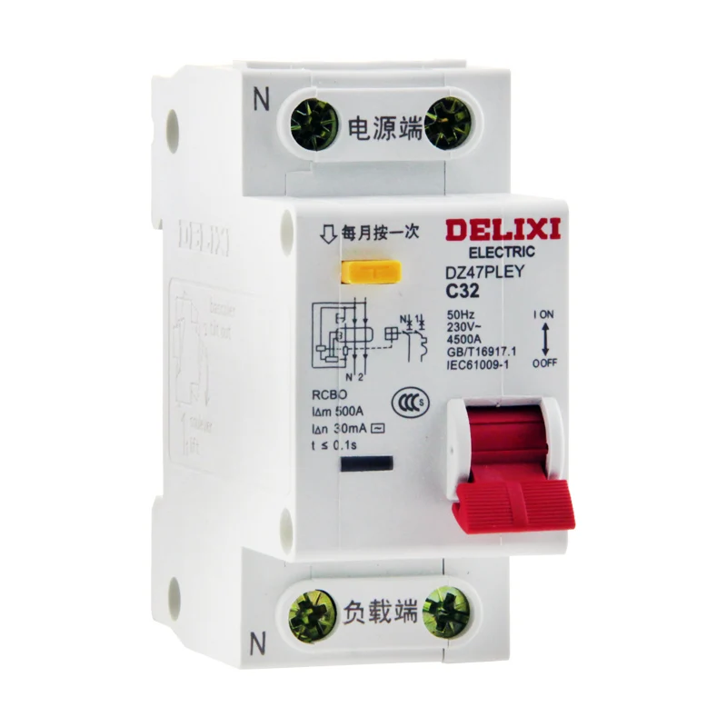 Защитный прерыватель цепи DELIXI RCBO автоматический выключатель DZ47PLEY CDB3LE 6A 10A 16A 20A 25A