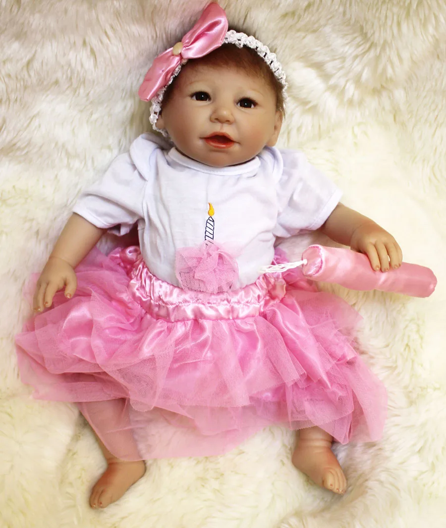 Высокое качество Реалистичные Полный прекрасный 50 см Силиконовые ткань кукла