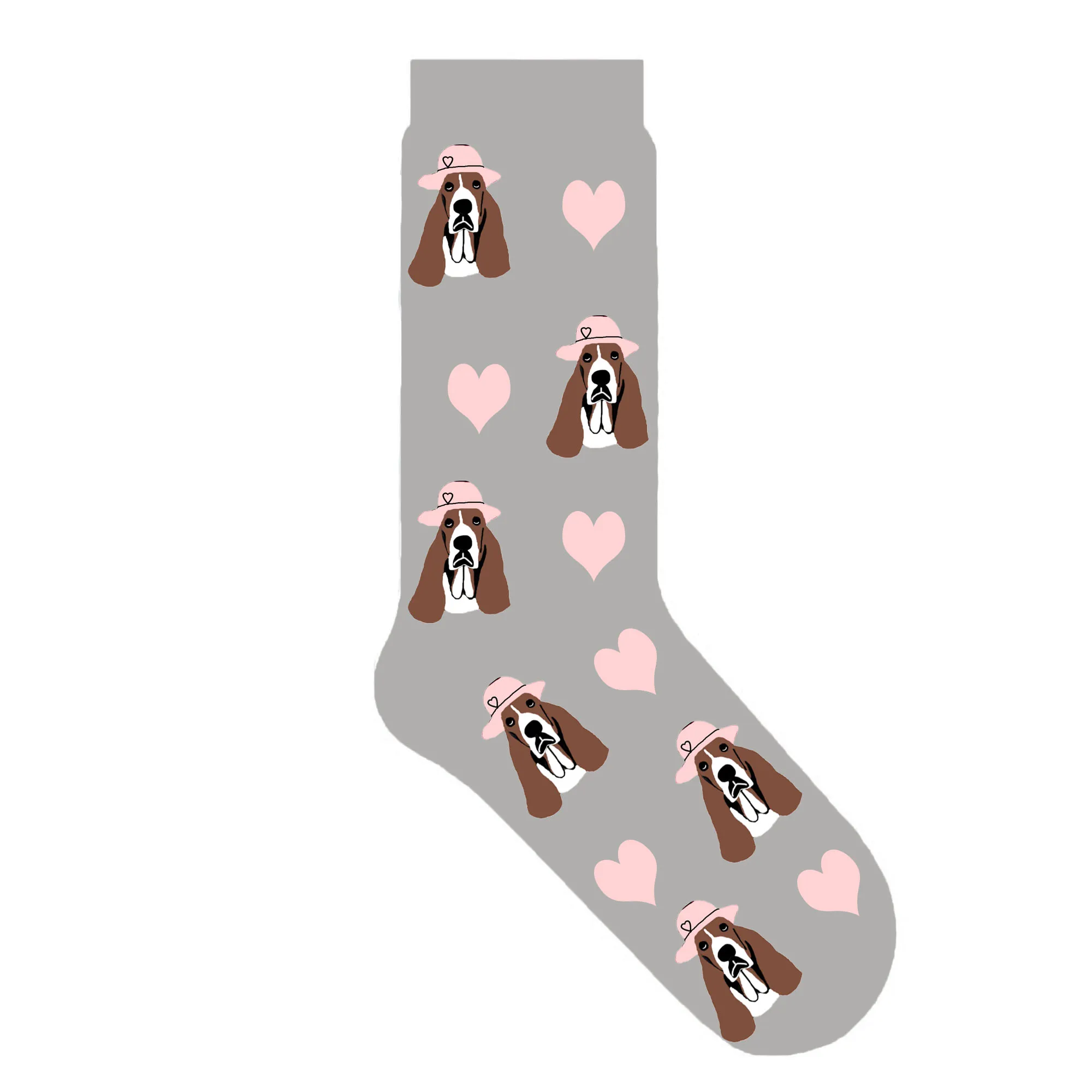 BASSET DOG GREY Бассет-Хаунд носки для женщин с собачьей лапой носки милые носки унисекс Бассет-Хаунд Собака подарок для мамы Новинка щенок подарок 50 пара/лот - Цвет: BASSET DOG GREY