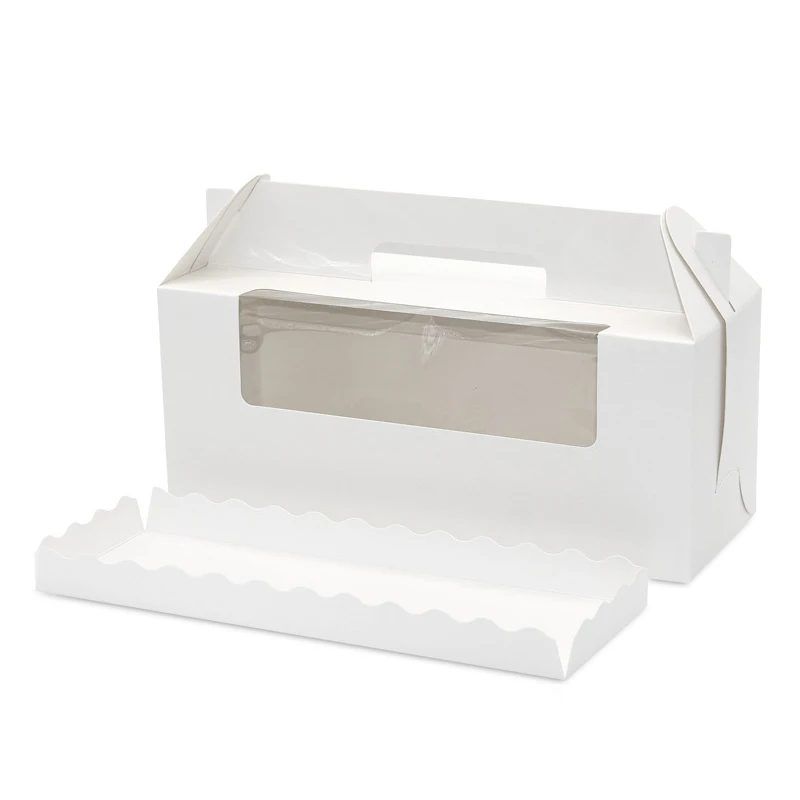 White with window -2 10 шт. коробка для кексов с оконной ручкой рулон торта крафт-бумага подарочная упаковочная коробка свадебные дети день рождения дома вечерние поставщик - Цвет: White with window -2