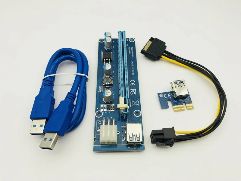 50 шт. VER 006C PCI E Express 1X to 16X Riser Card USB 3 0 кабель SATA до 6Pin питания 60 см для BTC Bitcoin Miner