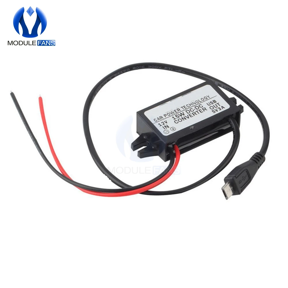 DC мощность автомобиля 12В до 5В 3а 15 Вт конвертер Модуль Micro USB понижающий выходная