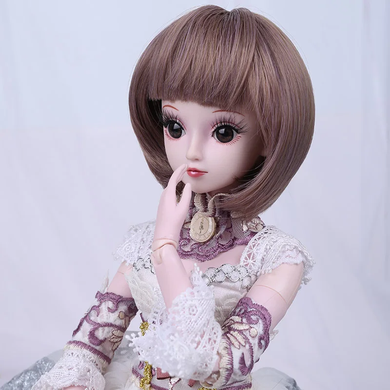 Cateleya BJD SD WIG Neat bangs Bobo head Mushroom Unisex Short straight hair For dolls 1/3 1/4 wig Light Gold | Игрушки и хобби