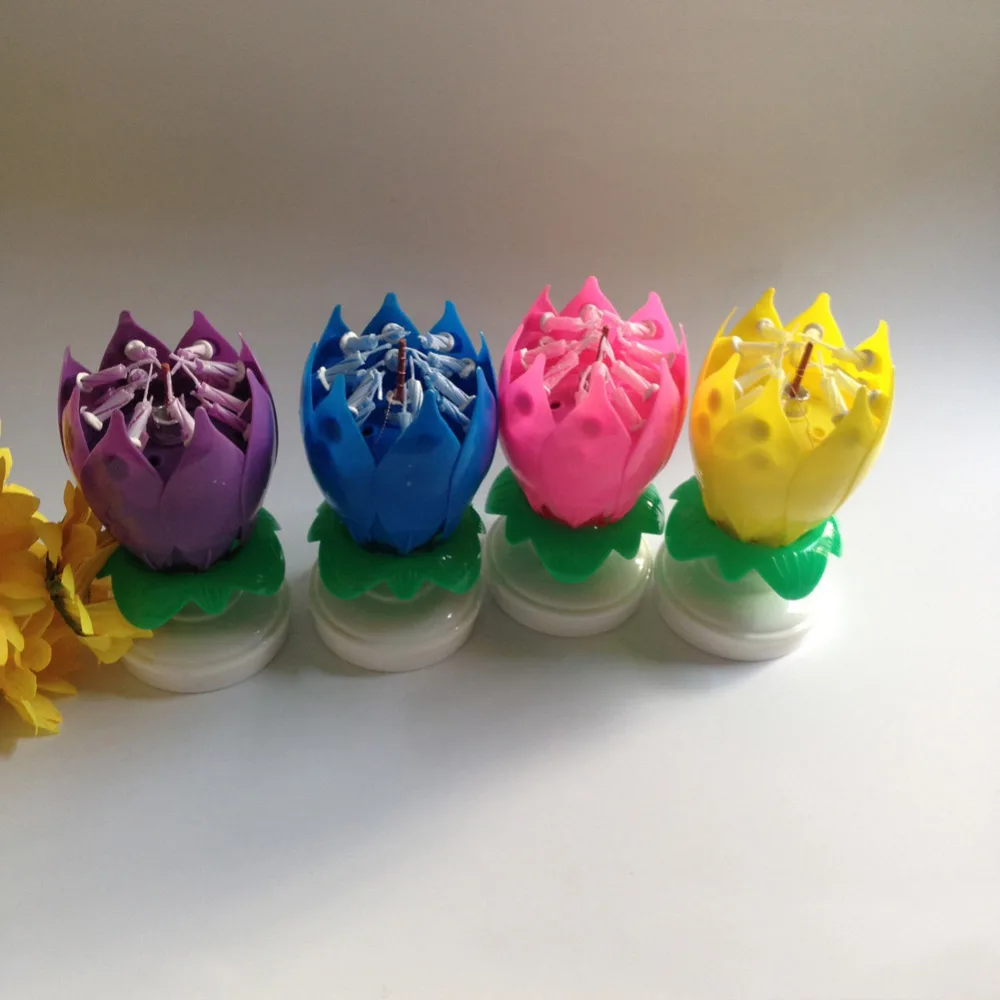 Лидер продаж! Музыкальная свеча в виде цветов лотоса 1 шт. музыкальные сверкающие