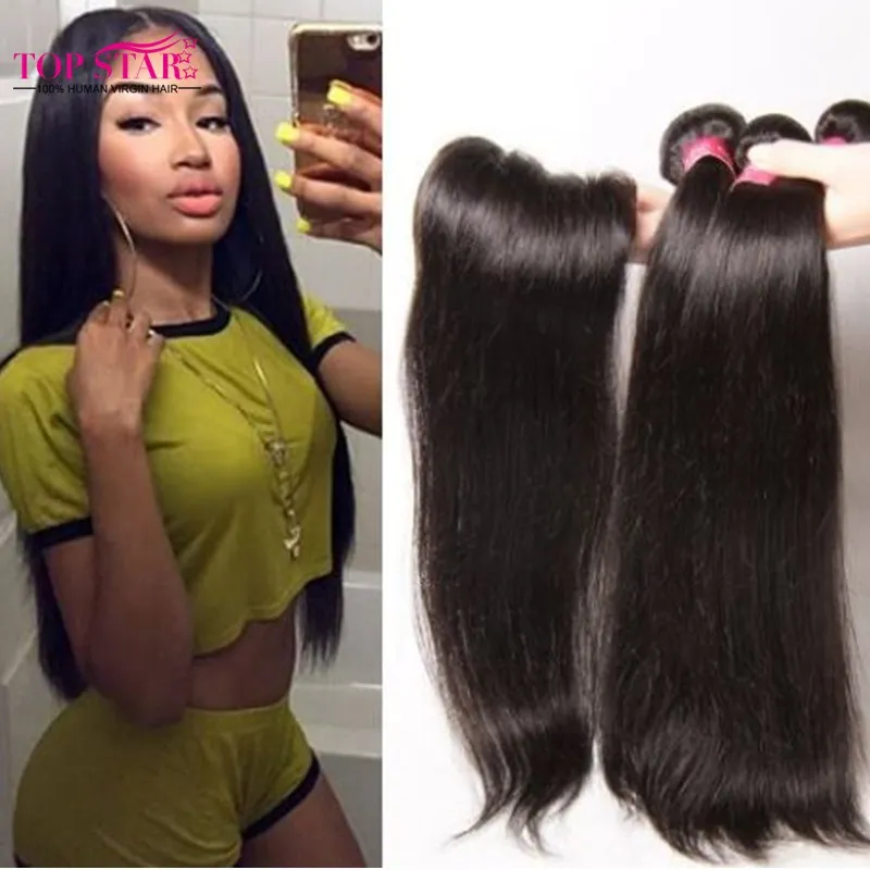 Бразильские Прямые Волосы С Закрытием 3 Связки Бразильский Девственные Прямо