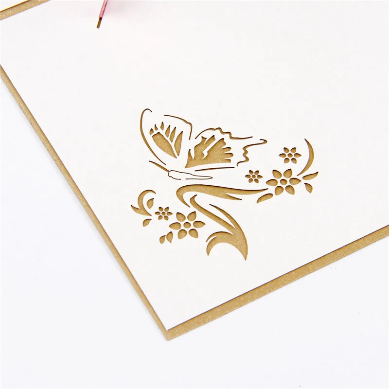 3D лазерная резка ручная резьба две бабочки бумага приглашения открытка бизнес