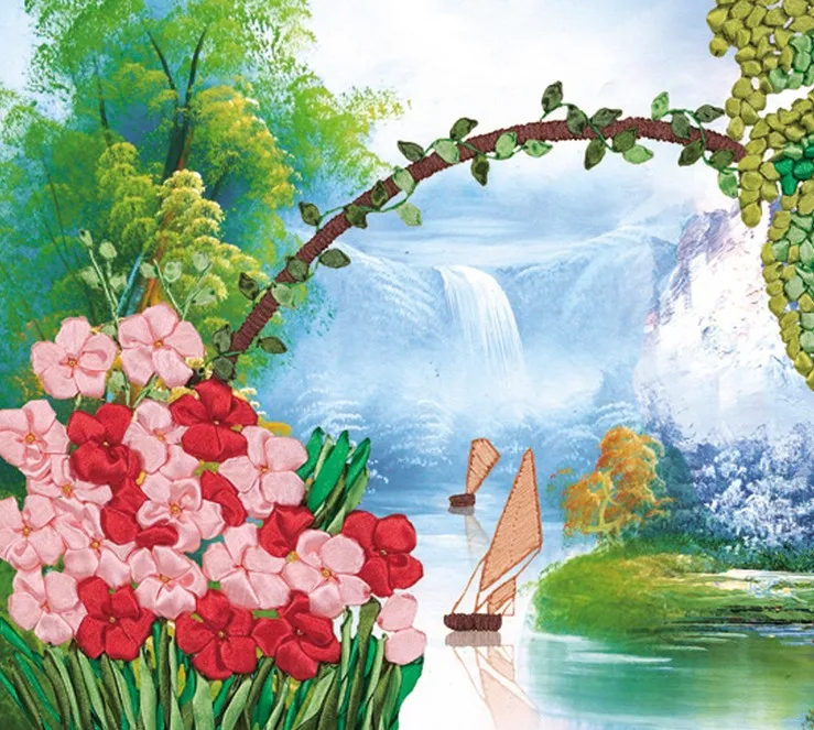 3D Цветочное дерево искусство на холсте с иглой краска ручной работы сделай сам