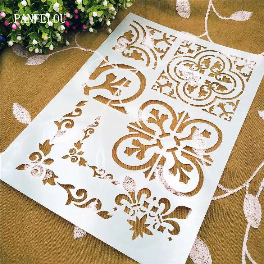 29.5*21cm Decorative pattern scrapbook stencils spray plastic mold shield DIY cake hollow Embellishment printing lace ruler |