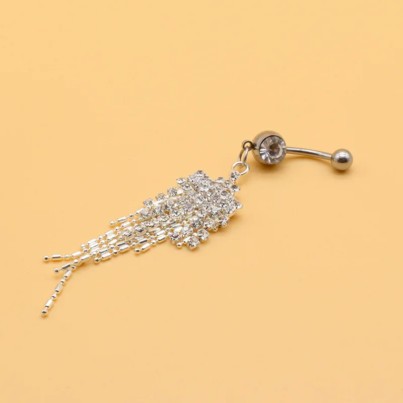 Кольцо для пирсинга живота с серебряным покрытием кольцо кристаллами и