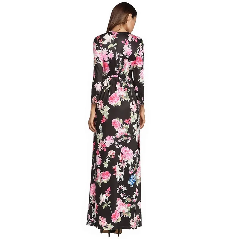 Ruiyige Для женщин Boho Maxi Цветочный принт платье Повседневное туника с длинными